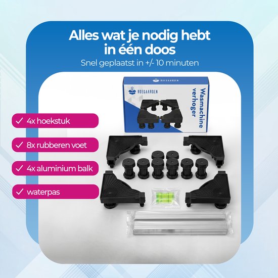 Surélevateur pour lave-linge Roegaarden - Anti-vibrations - Réglable - 8 pieds pour plus de stabilité - Facile à installer