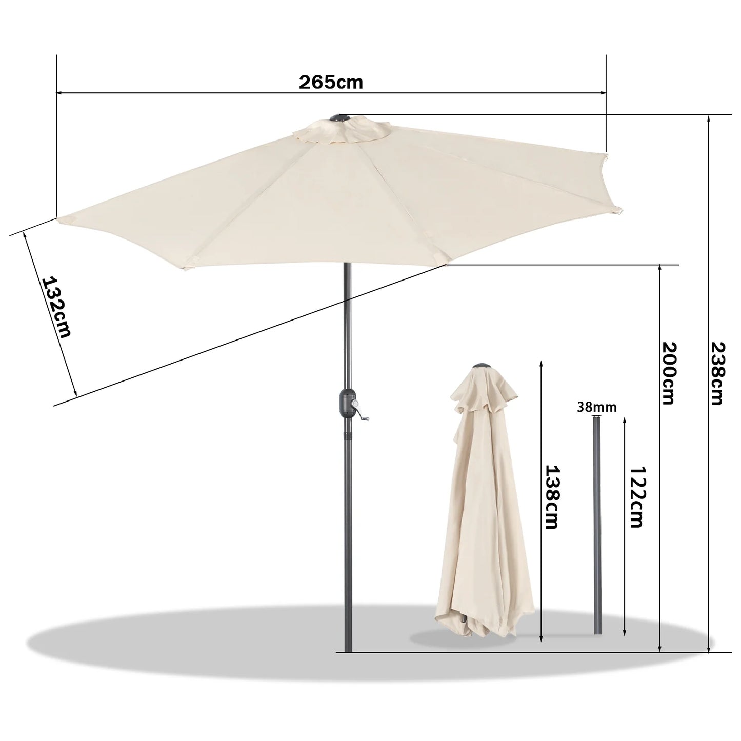 Parasol demi-circulaire Angel Living 270 cm – Parasol mural demi-circulaire – Terracotta