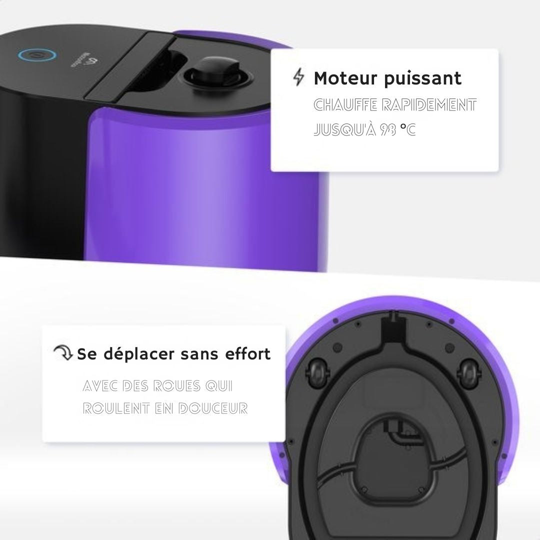 Nettoyeur de tapis et de taches Motionflow - 1500W 1.5L réservoir d'eau - vapeur à main - nettoyage en profondeur des sols, canapés, salles de bain et tapis - violet