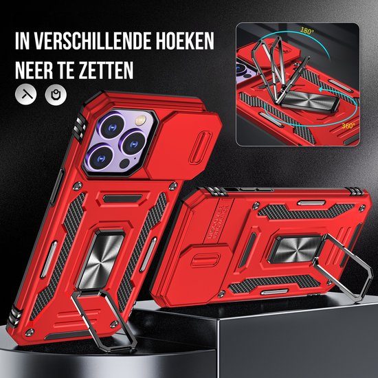 Coque Podec compatible avec l'iPhone 11 Pro, rouge - Coque anti-chocs hybride « Armor » avec support intégré et film de protection d'écran
