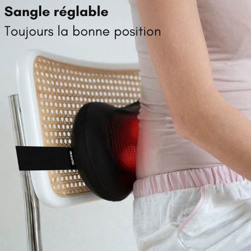 Coussin de massage shiatsu Auronic - Chauffant - Électrique - Dos et nuque - 36 x 10 x 12,5 cm - Noir