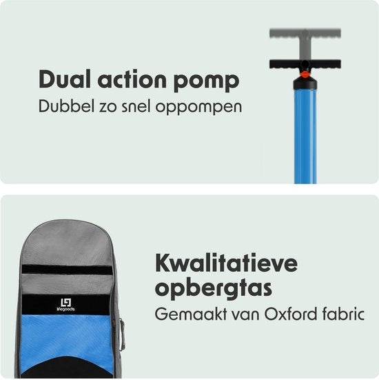 Planche de SUP LifeGoods PaddlePro 320 x 81 x 15 cm - Gonflable - Kit complet - 150 kg - Blanc/Bleu ciel
