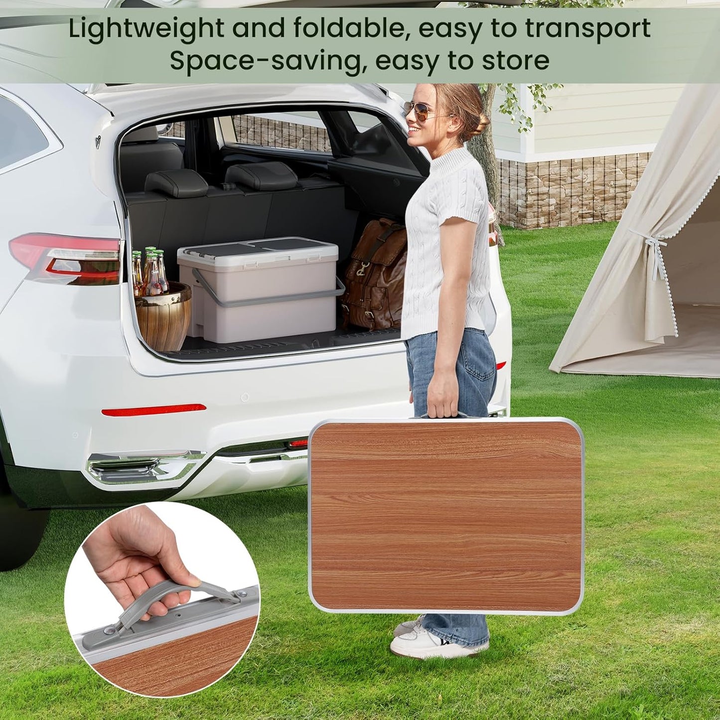Table de camping Woltu - Max. 40 kg - 70 x 50 x 60 cm - Chêne