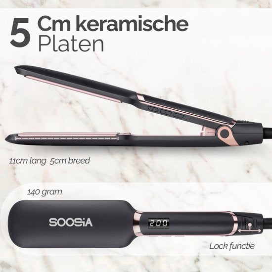 Soosia Infrared Styler - Lisseur infrarouge à plaques extra larges 5 cm - Technologie infrarouge - Pour des cheveux lisses et brillants