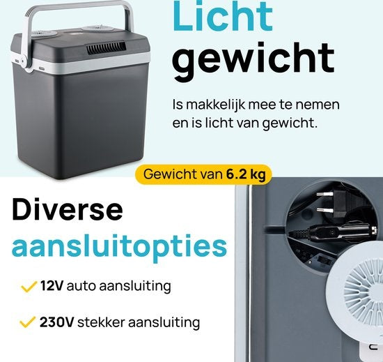 Glacière Thermoélectrique MOA Electric Coolbox, Avec fonction de chauffage, 12V et 230V, 32Litres, Gris