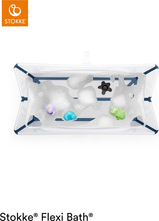 Ensemble Stokke® Flexi Bath® X-Large - Flexi Bath® XL + support pour nouveau-né - Bleu transparent