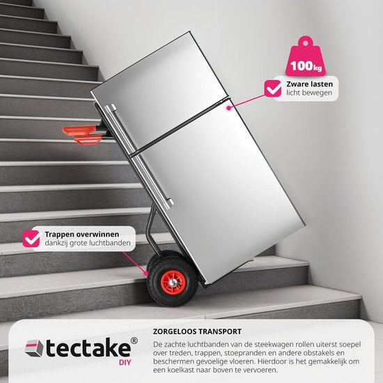 tectake® - Chariot jusqu'à 100kg - chariot de transport - robuste avec cadre extensible.
