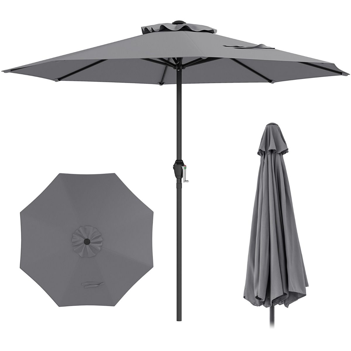 Parasol de terrasse Coast avec système oscillant - toit ventilé - 8 baleines robustes - marron - 260 cm