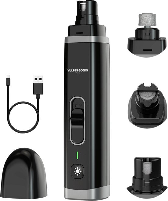 Vulpes Goods®Lime à ongles électrique pour la maison - Tête de lime en diamant - Rechargeable - Noir