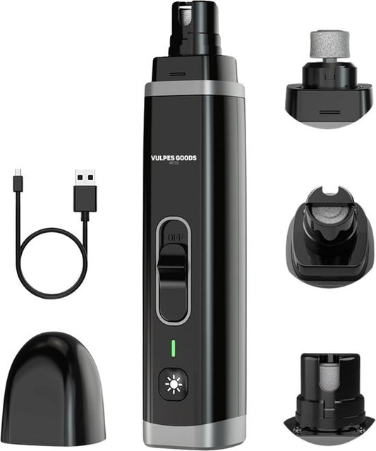 Vulpes Goods®Lime à ongles électrique pour la maison - Tête de lime en diamant - Rechargeable - Noir