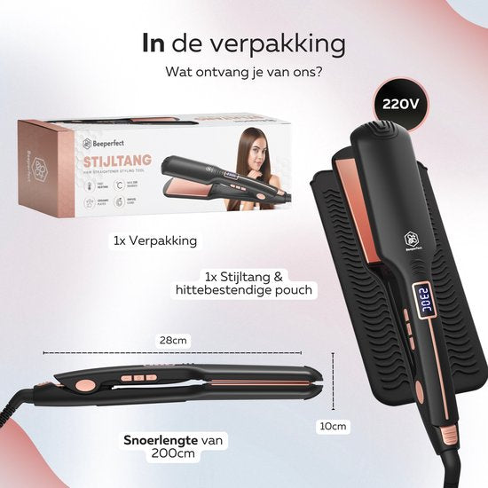 Beeperfect® Straightener Pro Straight - Lissage et bouclage - Lisseurs - Lisseur à cheveux - 80℃ à 230℃ - Tapis chauffant inclus