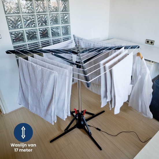 Séchoir à linge électrique Nexxt – 17M – Économe en énergie (10 W) – Pliable – Rotation automatique