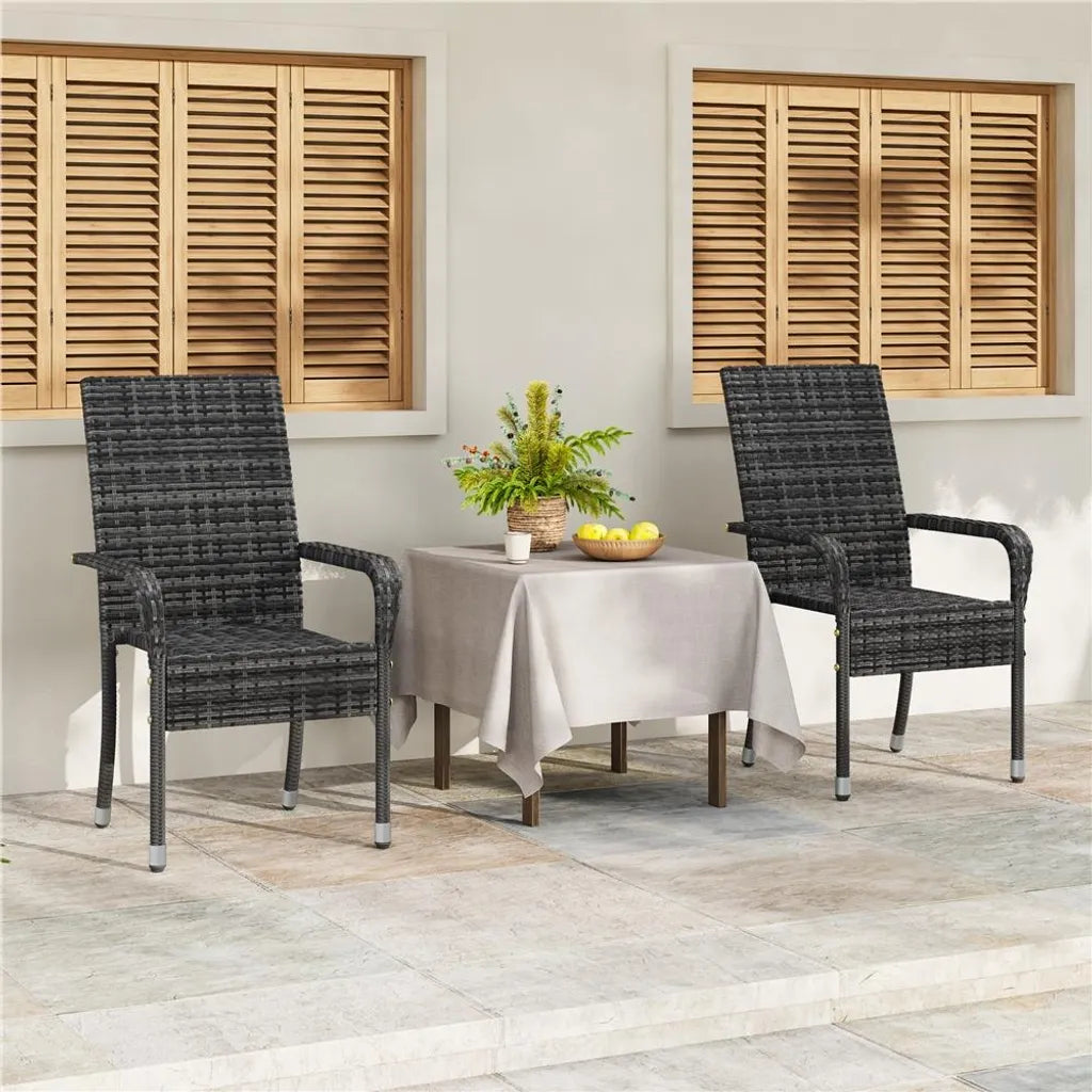 Chaises de jardin Yaheetech - Lot de 2 - Rotin PE - Empilables - Accoudoirs - Gris