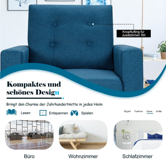 Fauteuil Coast avec 2 pics latéraux à oreilles avec accoudoirs et coussins de dossier 75 x 81 x 86 cm bleu