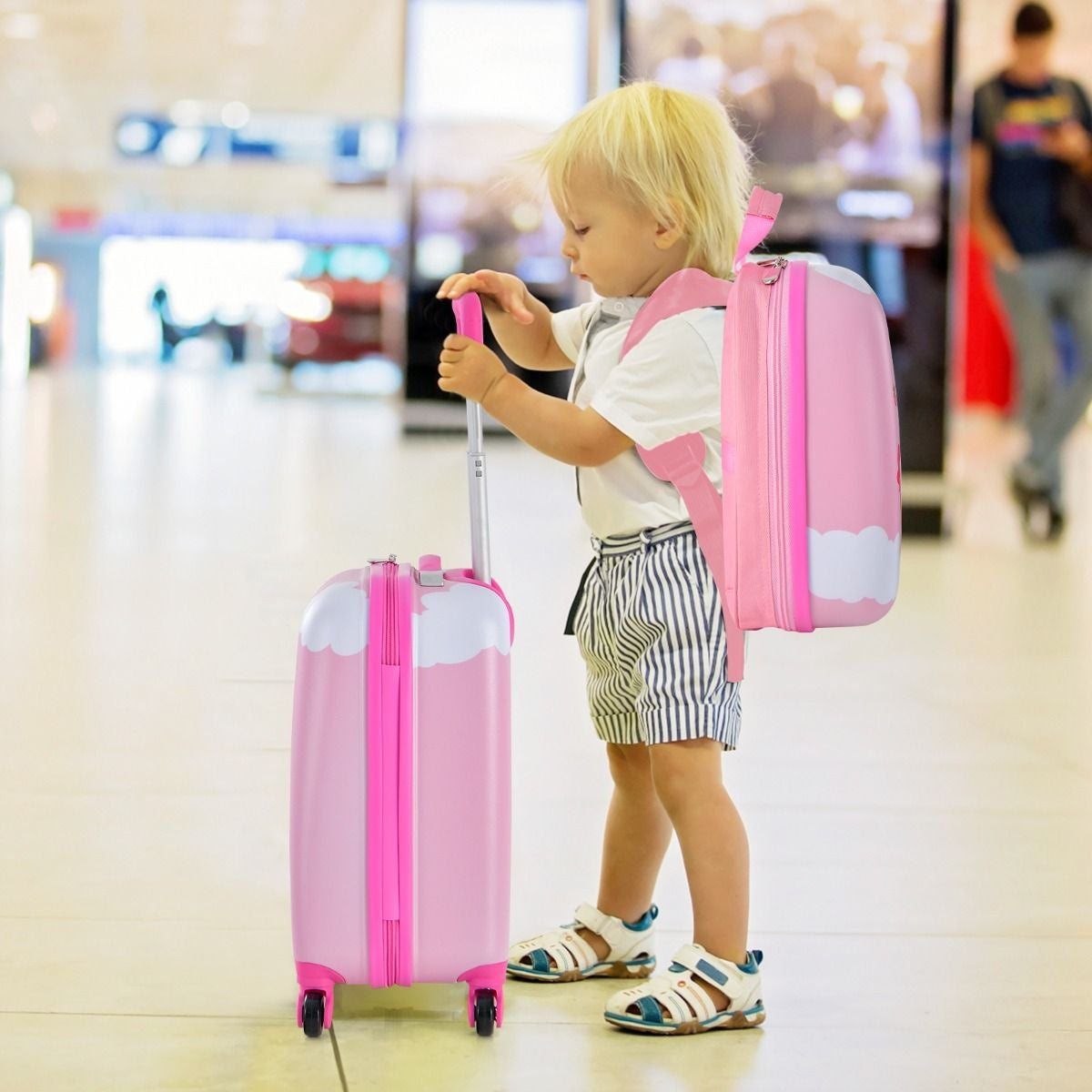 Coast 2-Piece Kids Suitcase + Backpack Kids Trolley - Hard shell Pink