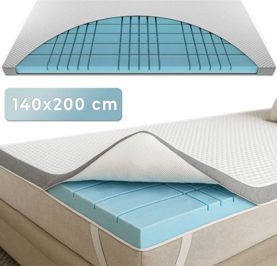 CozySense® CubeTech Topper 140x200 - Surmatelas - Matelas de pont - 100+ cubes de confort - Soutien ergonomique - CertiPUR® - 7 CM - Housse lavable