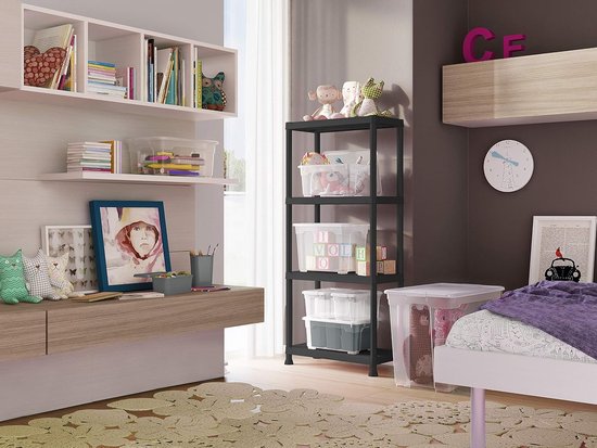 Keter Stellingkast Plus 60/4 - Étagère de rangement à 4 tablettes - 60 x 30 x 135 cm - Noir