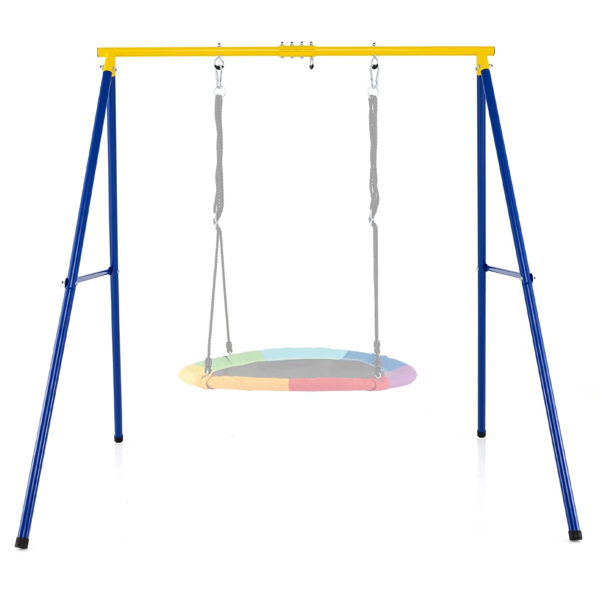 Support de balançoire Coast - structure en A robuste en métal - capacité de charge très élevée - bleu et jaune