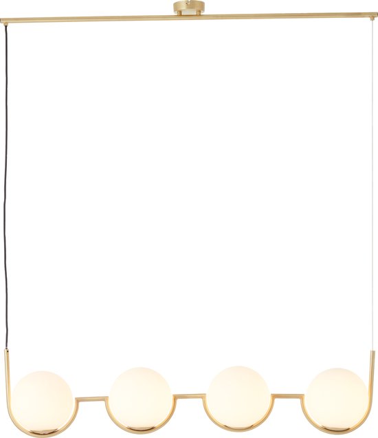 Lampe suspendue Brilliant Glint 4 flammes bois/verre de laiton/métal 4x D45, E14, 40 W, Convient pour une lampe suspendue (non incluse)