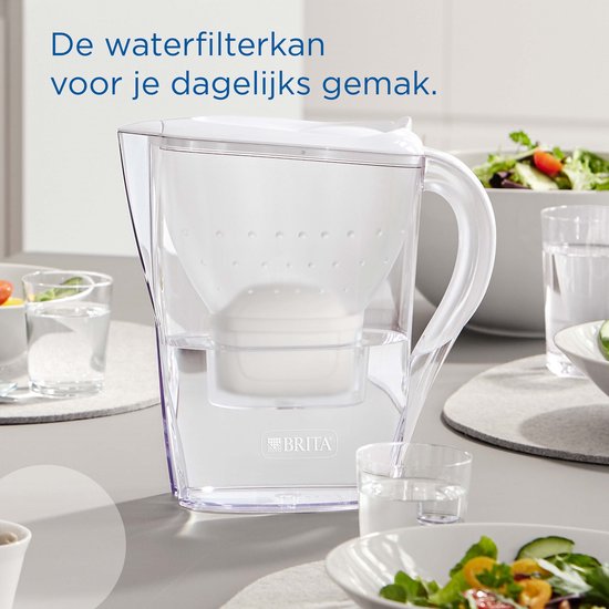 Carafe filtrante BRITA Marella Cool - 2,4 L - Blanche - avec 1 cartouche filtrante MAXTRA PRO Pure Performance incluse – Tient dans le réfrigérateur - Filtre l'eau potable pour éliminer le calcaire, le chlore, les PFAS, les herbicides, les pesticides et b