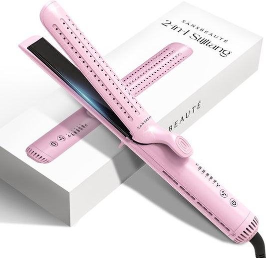 Sansbeauté® 2 in 1 Airflow Straightener - Curling tongs - Straighteners - Hair Straightener - Fast Warm-up - 140℃ to 220℃ - Straighten & Curl - ION technology