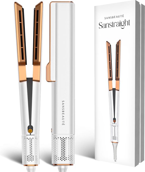 Lisseur & Sèche-Cheveux - Sansbeauté® - 2-en-1 -  80°C à 140°C - Souffle froid - Blanc