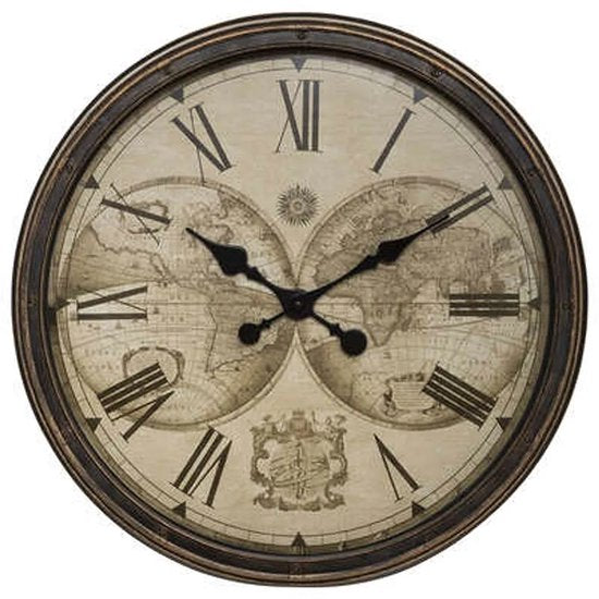 Horloge - Horloge murale - Horloge mondiale, diamètre 51 cm - Horloge de grande qualité