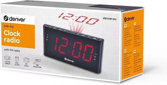 Denver Radio-réveil avec projection - Réveil numérique - Radio FM - Double alarme - CPR710 - Noir
