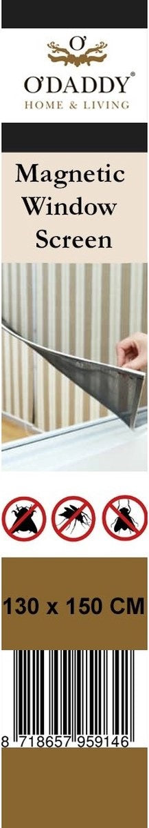 O'DADDY® Magnetische Raamhor - 130x150 cm - Aanpasbaar Vliegengaas - Eenvoudig Installatieproces - Horrengaas - Duurzaam en Veelzijdig - Strakke Witte Rand met Zwart Gaas