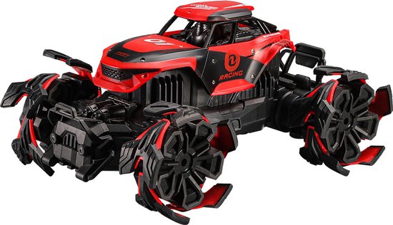 Véhicule cascadeur Monster Truck à roues explosives - 2 piles - rouge