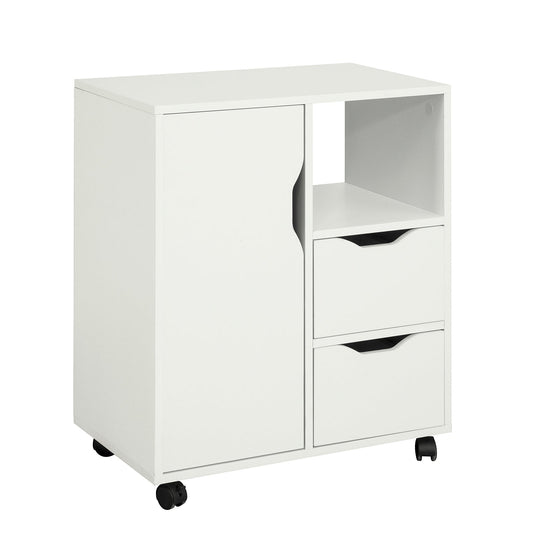 SoBuy Armoire de bureau - Porte-imprimante avec tiroirs et porte - Max. 50KG - 60 x 35 x 70 cm - Blanc