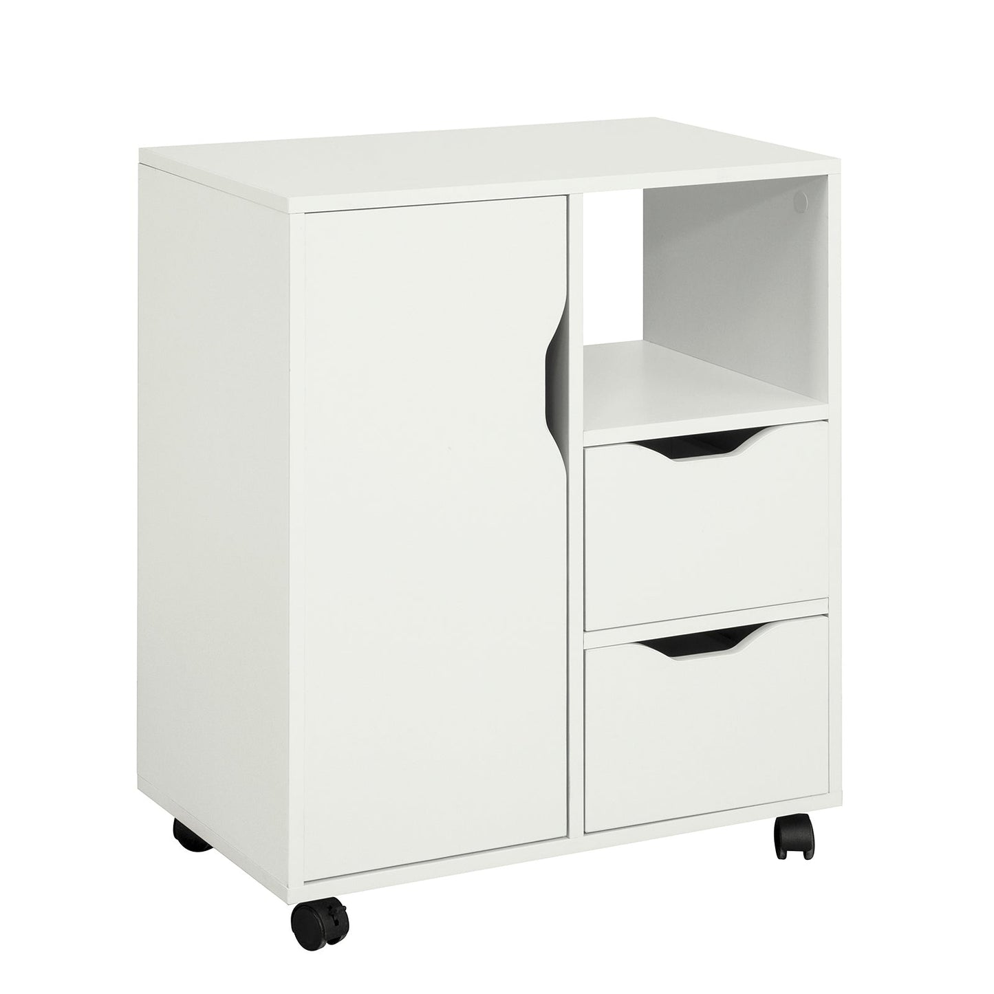 SoBuy Armoire de bureau - Porte-imprimante avec tiroirs et porte - Max. 50KG - 60 x 35 x 70 cm - Blanc