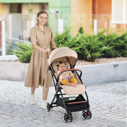 Poussette pliable Coast - dossier et repose-pieds réglables - roues amortissantes - beige
