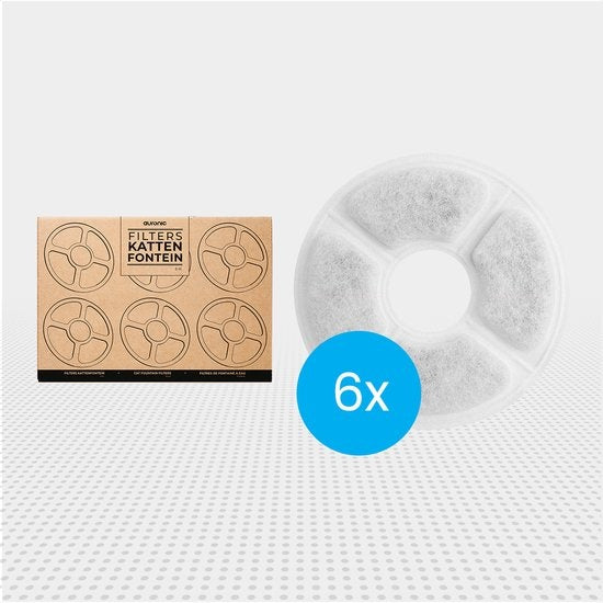 Filtres pour fontaines Auronic - 6 pièces - 3 couches - pour fontaines Auronic AU1362 et AU3163
