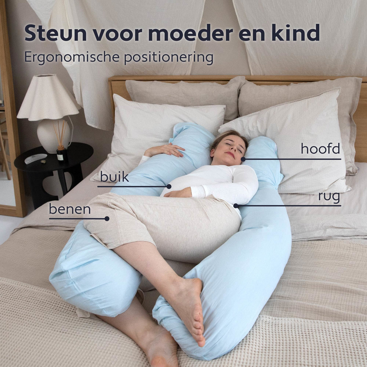 Litollo® Zwangerschapskussen XXL - Voedingskussen - Lichaamskussen - Body pillow - 280cm - Zachte fleece stof - Grijs - Met gratis extra afneembare hoes (t.w.v. €29,95)