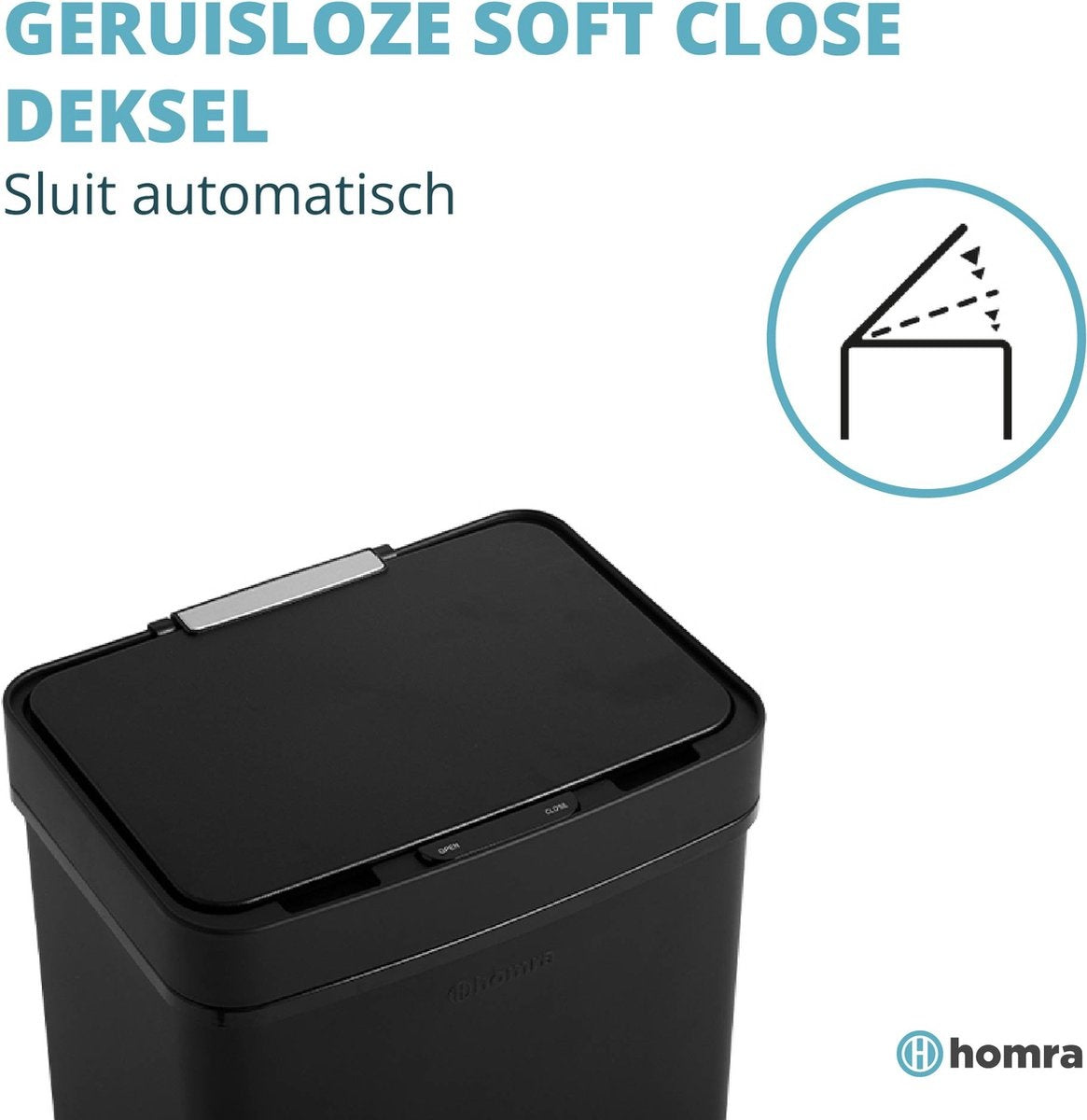 Homra NEXO Waste Separation Sensor Bin Black 72 litres - 3 compartiments - 2x12L + 48L - Capteur infrarouge