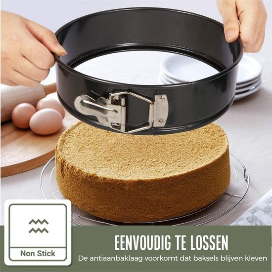 COOCK 4-Piece Round Springform Set - Baking Tray Round - Cake Pan - Baking Tray with Non-Stick Coating - Sizes 12 to 28cm - Including Dough Scraper