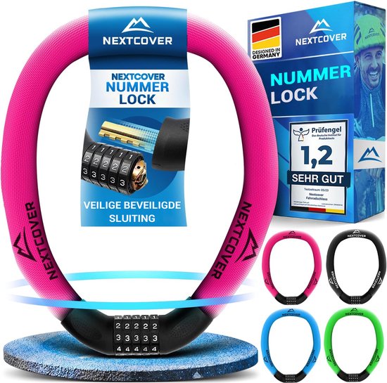 Cadenas à combinaison Nextcover - SafeSecure - 5 chiffres - Cadenas à chaîne - Rose