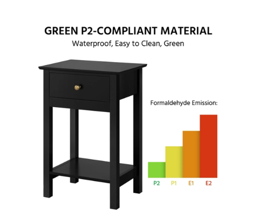 Table de chevet Yaheetech - Noire - 40 x 30 x 61 cm - Avec tiroir et étagère - Design scandinave