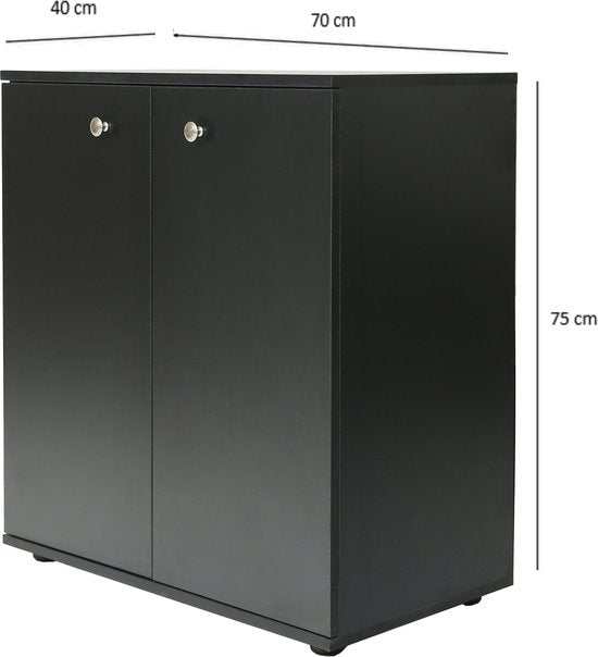 Classeur buffet - meuble de rangement multifonctionnel - noir