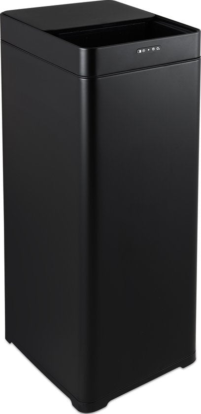 MOA Sensor Waste Bin - 50 litres - acier inoxydable & ABS durable - Antidérapant - Couvercle silencieux - Mode de fermeture différée - Noir - SB50VB
