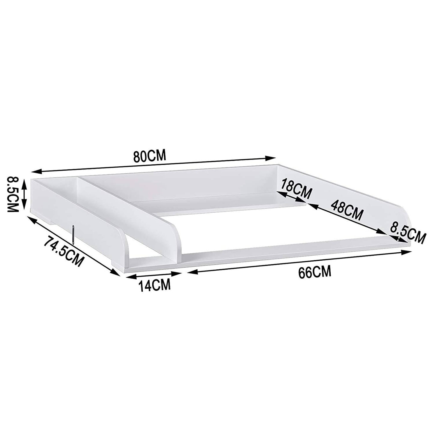 Woltu : rehausse pour commode – Blanc – MDF – 80 x 74,5 x 8,5 cm