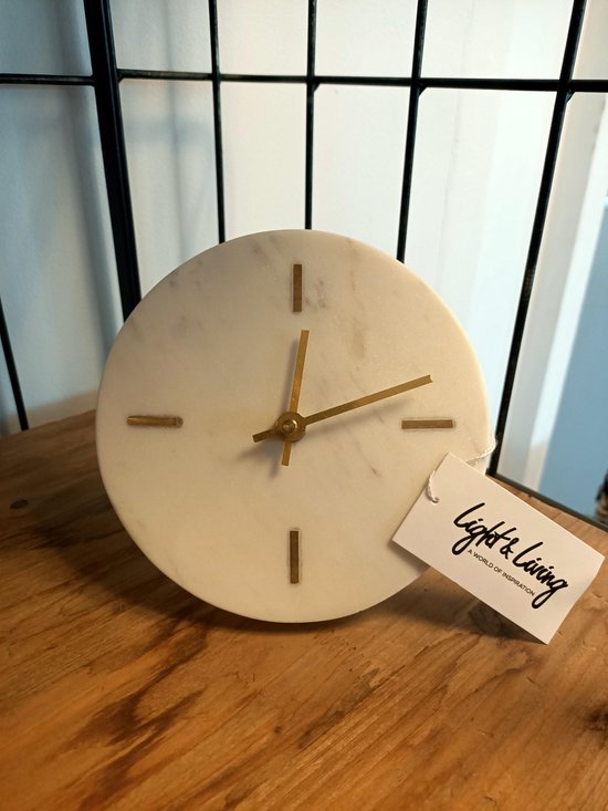 Light & Living - Horloge MORENO - 15 x 14,5 x 13 cm - Blanc
