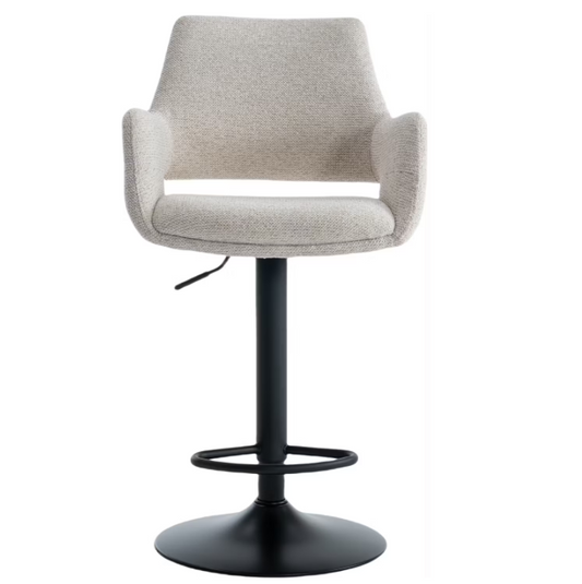 Criks Design Tabouret de bar Monza - réglable 93-115 cm - pivotant sur 360° - avec repose-pieds - beige