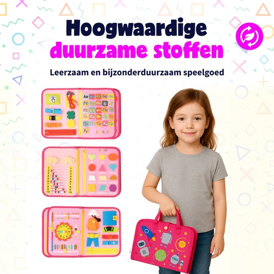 MontiPlay® Jouets Montessori - Jouets sensoriels - Tableau d'activités - Cahier d'activités Montessori - Jouets éducatifs - Jouets de voyage - Tableau d'activités - Jouets de motricité sensorielle - Jouets pour la voiture