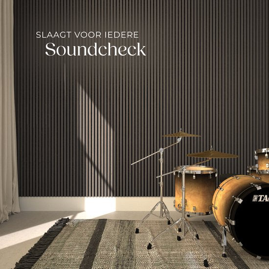 tectake® Acoustic Panels - Lot de 4 - Panneau mural acoustique - 60 x 120 cm - 2,88 m² - Panneaux muraux à taille réglable - Mur à lattes en MDF et placage bois - Isolation acoustique - Décoration murale élégante - Installation facile - Gris chêne