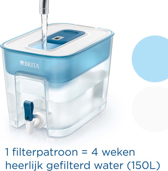 Distributeur d'eau BRITA Flow - 8,2 L – Grande capacité, spécialement conçu pour les familles - Avec 1 cartouche MAXTRA PRO Pure Performance – Emballage durable