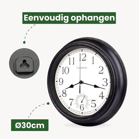 Horloge d'extérieur - Etanche - Horloge de jardin - Horloge rétro - Horloge de gare double face - Horloge murale