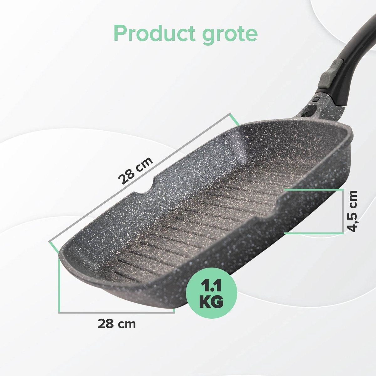 Coninx Grillpan Inductie 28cm - Steakpan Vleespan - Poêle à Grill avec Poignée Amovible - Sans PFAS - Convient à Toutes les Sources de Chaleur - Poêle, Induction - 28x28 CM - Fond Extra Épais - Cadeau de Fête des Pères