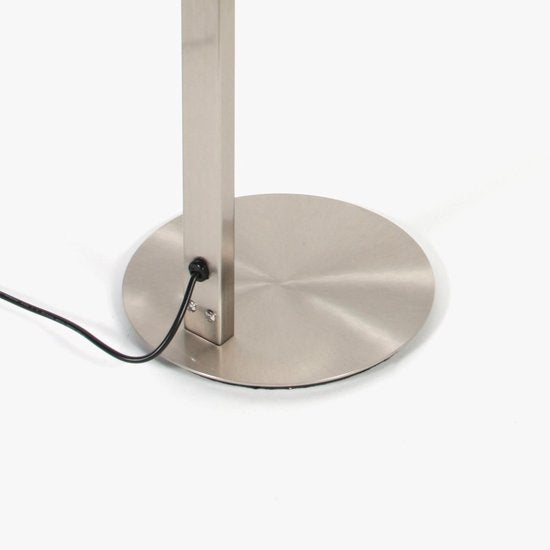 Lampe de table Ringlux 4139ST de Steinhauer - Élégante lampe en acier brossé, hauteur réglable de 40 à 75 cm, avec double éclairage LED et variateur tactile.